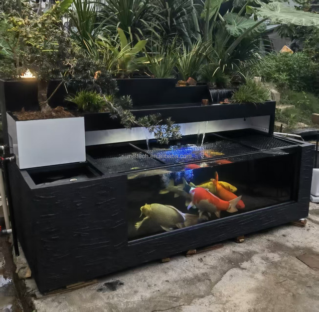 Luxury Eco-Friendly Stainless Steel Koi Pond with Viewing Window Filtration System for Outdoor & Living Room Use 6000L Capacity