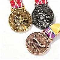 Médaille de compétition personnalisée en métal pour la course de bateaux-dragons, plaqué or/argent/cuivre antique, motif dragon, gravure personnalisée, pour événements sportifs