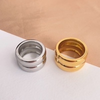 Wunderschönes Gold 13mm breites Ehering für Damen Chunky Edelstahl Ring mit klassischem Stil glattes Ehering