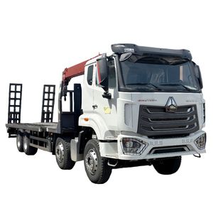 Heavy Duty HOWO NX 20 ton 25 ton lowbed <b>crane</b> truck with ramps and winch for construction and excavator - Product Image 1