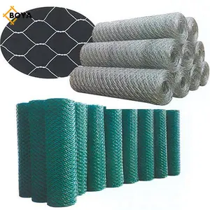 Treillis métallique hexagonal en fer galvanisé enduit de PVC pour cages de Tianjin boya