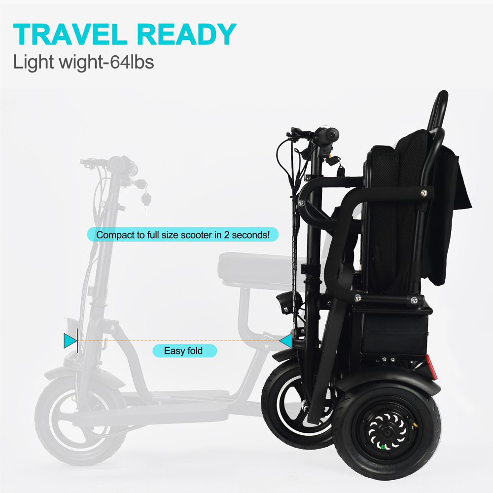 adult folding 3 4 three wheels disabled handicapped trike electric mobility scooter