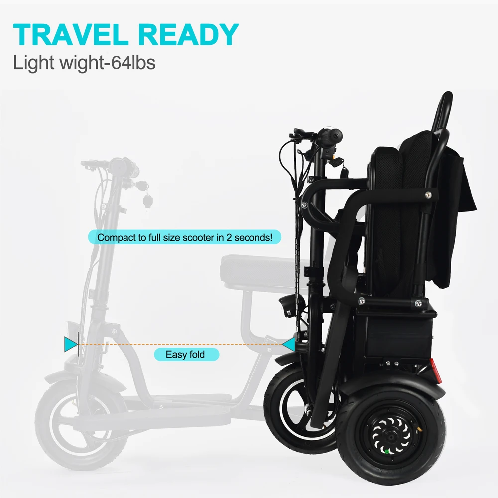 foldable 3 4 wheel four wheel drive portable travel lightweight tricycle electric mobility scooter for elderly