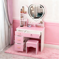 Commode de chambre à coucher moderne simple princesse, table de maquillage multifonctionnelle via une petite table de maquillage domestique