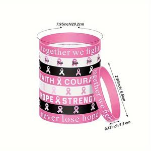 <span class=keywords><strong>Free</strong></span> Design Custom Pink Ribbon Armbänder Brustkrebs Awareness Silikon Armbänder - Product Image 6