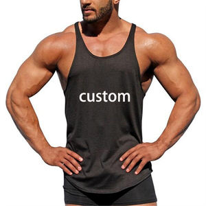 Men's Sports <b>Stringer</b> Tank Top Muscle Training Cotton Us Size Summer Customizable Logo Solid Color Curved Hem <b>Vest</b> - Product Image 3