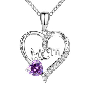 Collier tendance <span class=keywords><strong>Mylove</strong></span> pour la fête des mères avec pendentif cœur en zircon et chaîne à maillons en alliage de cuivre, cadeau pour maman - Product Image 4