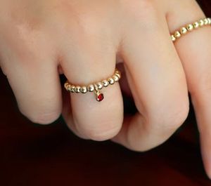 Personalised 14K Gold Filled <strong>Beaded</strong> Ring Trendy Elasticity Birthstones Zircon Charm Friendship Ring Gift - Product Image 3