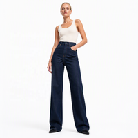 Celana Jeans Wanita Model Straight Leg Custom Wash Tall 36 Inch Inseam Vintage Washed Rigid Denim OEM ODM Pabrik Grosir