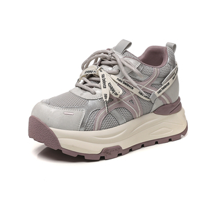 Women's Chunky Soled Sneakers 2026 Spring New Arrival Double Lace Up Lightweight Built in Heel Versatile Casual Sneakers - Product Image 5