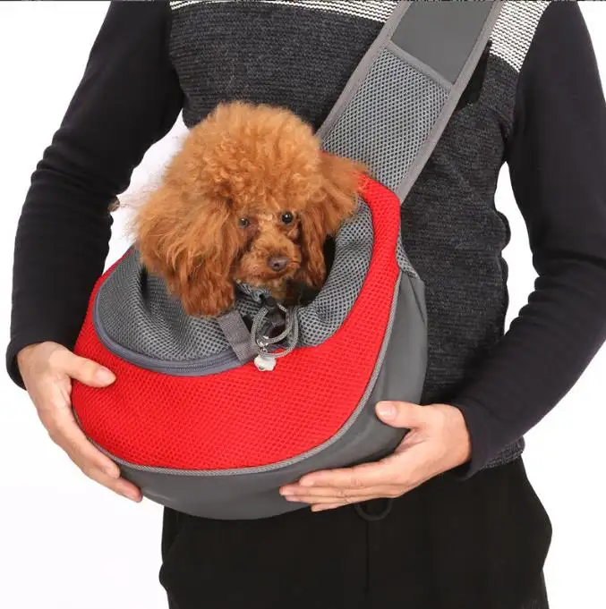 Açık seyahat rahat ayarlanabilir fonksiyonel nefes örgü tek omuz küçük köpek kedi evcil hayvan taşıyıcı tek kollu çanta