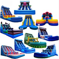 Toboggan gonflable bleu double voie de qualité commerciale EN14960, grand format, économique, avec piscine et souffleur, idéal pour la vente en gros (ODM)