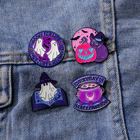 Lot de broches émaillées rondes phosphorescentes en métal, motif chauves-souris fantômes, pour vêtements, sacs, cadeaux