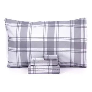 Ensemble de draps Spring Queen 4 pièces à carreaux 100% coton 3000 fils ultra doux pour la maison - Product Image 1