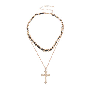 Accessories Cross Pendant Personality Women's Necklace Fashion Trend Black Leather Strap - Product Image 6