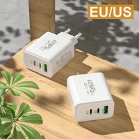 US EU Plug PD 40W Charge super rapide USB C 2 ports Tête de chargeur mural TYPE C Adaptateur secteur pour téléphone portable