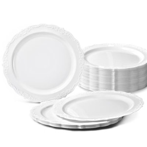 Assiettes de présentation rondes en plastique blanc élégantes pour mariage, événementiel et fête - Grande Vente - Product Image 5