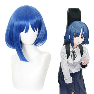 Vente en gros 35cm court bleu Bocchi The Rock Yamada Ryo Bobo perruque synthétique Halloween fête Anime Cosplay Costume perruque - Product Image 3