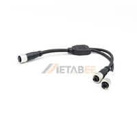 Cable Adaptador Divisor en Y M12 de 8 Pines con Código A Hembra a 2x M12 de 4 Pines Hembra, Conjunto de Cables Dobles para Distribución de Señales de E/S