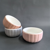 En stock, ensemble de vaisselle pour bébé écologique, bol en céramique avec manchon en silicone antidérapant anti-fuite, sans BPA, ensemble d'alimentation pour enfants