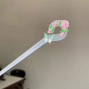 Accesorios Vintage Hanfu para el Cabello de Verano para Mujeres y Niñas: Palillos para Moños, Horquillas de Acetato con Flores y Pasadores para el Cabello - Product Image 5