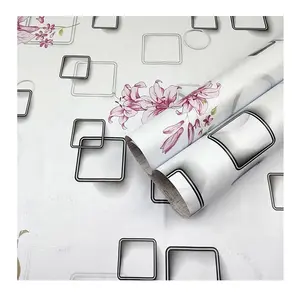 Stiker Dinding Pvc Gaya Korea, Wallpaper Tekstur Cantik, Kertas Dinding Motif Bunga untuk Kamar Tidur