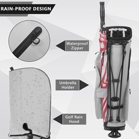 Sac de golf léger en nylon avec support, 14 compartiments, housse imperméable, double sangle, fermeture éclair, support trépied pour clubs de golf d'extérieur