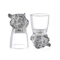 RORO décor à la maison cadeaux de mariage de luxe pour les invités argent loup animal verre ensemble bière vin conteneur tir minuscules décorations en verre