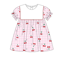 Lätzchenkragen mit rotem Picot-Besatz, bestickte Blanko-Sommerkleider für Mädchen, individueller Baby-Strampler, passend zu lässigen Baumwollkleidern für Mädchen
