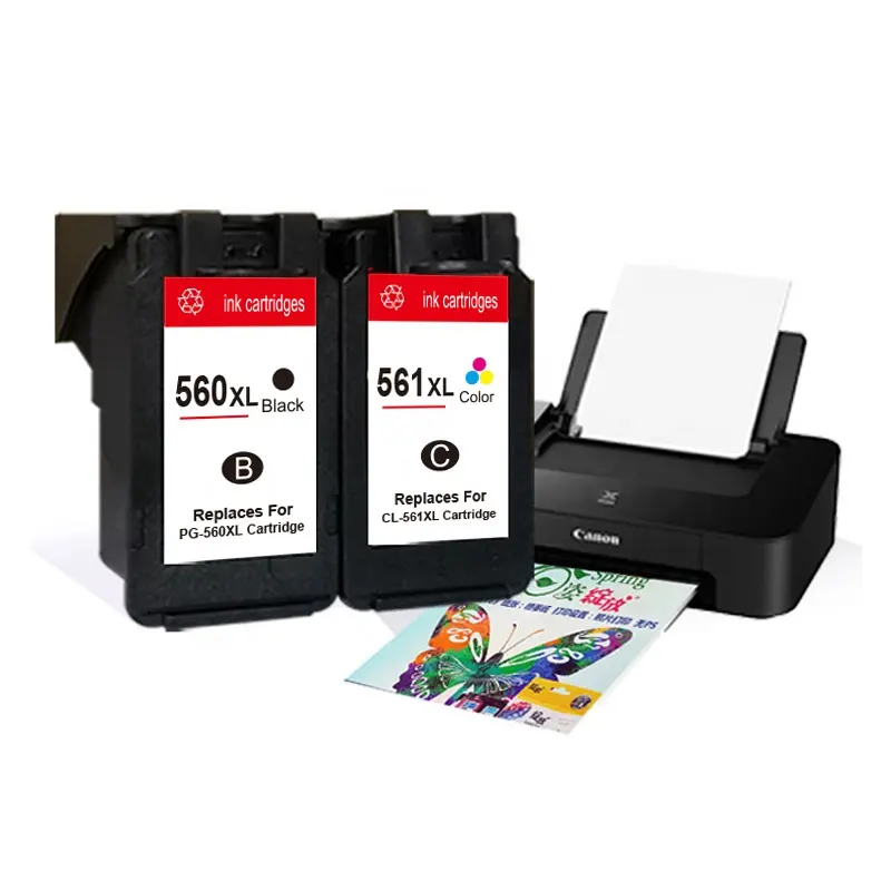 Hicor Refill Ink Cartridge PG-560 CL-561 XL Cartouche D'encre 560 561 with Reset Chip for Canon Full Ink Cartridges Pro 300
