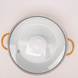Casserole en émail pour la maison, personnalisée, 16/18/20/22/24 cm, casserole à ragoût, casserole à double paroi en acier au carbone émaillé, avec <span class=keywords><strong>couvercle</strong></span> en <span class=keywords><strong>verre</strong></span> - Product Image 3