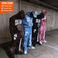 Vente en gros personnalisé Y2K pour sweats à capuche imprimés bouffants pour hommes logo brodé poids lourd respirant Streetwear survêtement fermeture éclair complète
