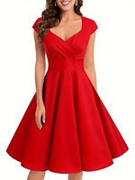 Robe de soirée balançoire vintage pour femmes 50s 60s A-Line Rockabilly Style manches courtes grande taille décontracté pour l'été printemps saisons