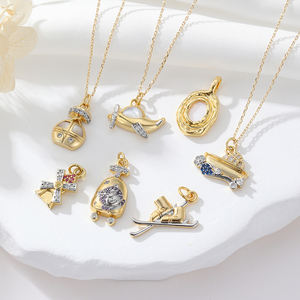 Латунное позолоченное ожерелье 14 карат Подвеска креативные элементы самолет ветряная мельница Циркон шармы DIY ювелирные изделия аксессуары - Product Image 1