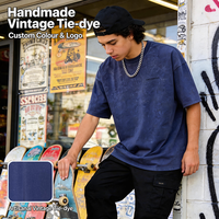 T-shirt en coton tie-dye vintage fait main certifié OEKO-TEX&GOTS, personnalisable, respirant, style skate street, couleur/logo personnalisés
