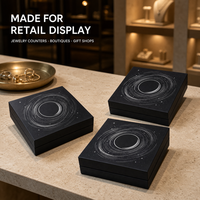 Boîtes cadeaux personnalisées OEM avec logo, couvercle et base noir mat, impression étoile lune argentée métallique pour l'emballage et la présentation de bijoux en détail