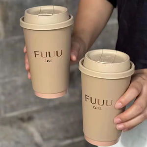 Taza DE PAPEL DE CAFÉ biodegradable desechable con logotipo personalizado, taza de papel de doble pared para bebidas calientes con tapa - Product Image 5