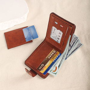 Solid Color <b>Men's</b> Short <b>Wallet</b> Large Capacity With Clasp Horizontal Style <b>For</b> Everyday Use - Product Image 2