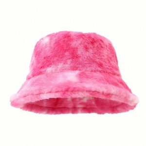 Nuevo Sombrero de Pescador de Felpa con Estampado Tie-Dye para Otoño-Invierno 2025, Cálido, Moderno y Colorido para Mujer - Product Image 5