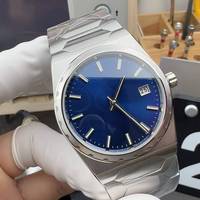 Montre vintage modèle VC 4200 commémorative avec cristal saphir bleu, aiguilles ultra-fines luminescentes, bracelet en acier inoxydable de 20 mm, unisexe