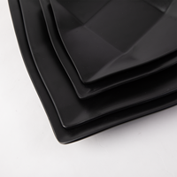 Assiettes à dîner en mélamine de la meilleure qualité Design carré moderne Durable 8 9 11 pouces Vaisselle de cuisine noire