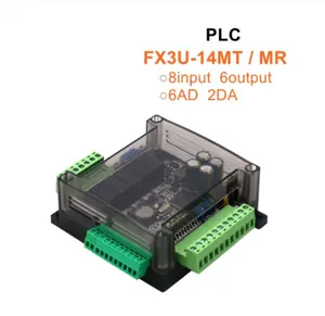 FX3U-14MR FX3U-14MT PLC industrial control board 8 Input 6 Output 6AD 2DA and RS485 RTC Compatible with FX1N and FX2N