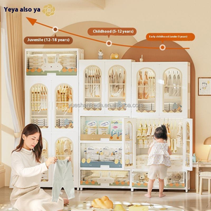 만화 더블 도어 접이식 옷장 없음 설치 성인 보관 캐비닛 교수형 옷 주최자 2 아기 옷 주최자 - Product Image 5