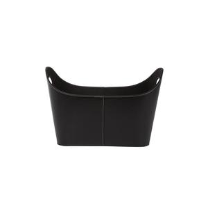 Corbeille à bûches Perel-aspect cuir noir-56x43x35 cm - Product Image 2