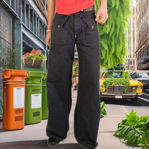 Jean Baggy Vintage Hiver en Coton Premium 16oz, Écologique et Respirant, Taille Mi-Haute, Coupe Large avec Poches Avant à Oreilles de Mule - Product Image 2