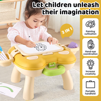 Table de dessin multifonction pour enfants avec rangement, kit de peinture et jeu de gribouillage, motif chiot mignon