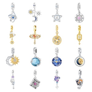 Colgantes de la Serie Sol Luna Estrella Tarot Octagrama <span class=keywords><strong>S925</strong></span> <span class=keywords><strong>ALE</strong></span>, Abalorios de Moda para Joyería DIY, Accesorios para Pulseras de Mujer - Product Image 1