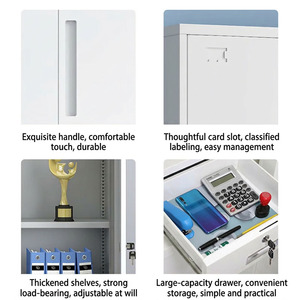 Armario de Acero con Cerradura de Diseño Industrial Moderno, Gabinete de Almacenamiento de Archivos de 4 Puertas con Estantes Ajustables <span class=keywords><strong>para</strong></span> Oficina <span class=keywords><strong>en</strong></span> <span class=keywords><strong>Casa</strong></span> - Product Image 4