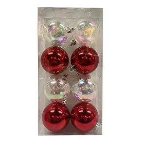 圣诞装饰供应商60毫米8pcs圣诞小玩意多彩透明装饰球