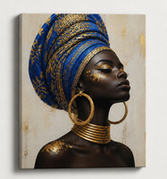 Tableaux sur toile modernes Reine Africaine, décor mural coloré avec turban, fille noire, peinture sur toile encadrée style bohème pour la maison et le salon